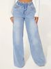 K Women's Denim High Waisted Slimming Drawstring Loose Wide Leg Pants Are Fashionable_mkmklike.com