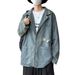 Vintage Washed Ripped Loose Suit Collar Denim Jacket_mkmklike.com