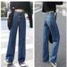 Women's High Waist Wide Leg Jeans - Stretchy Comfort, Flowy Straight Fit, Classic Denim Pants For Casual & Office Wear_mkmklike.com