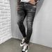 Men's Clothing Distressed Trendy Gray Slim Fit Jeans Men's Slim Fit Distressed Grey Jeans - Stretch Denim Skinny Jeans For Men With Ripped Details_mkmklike.com