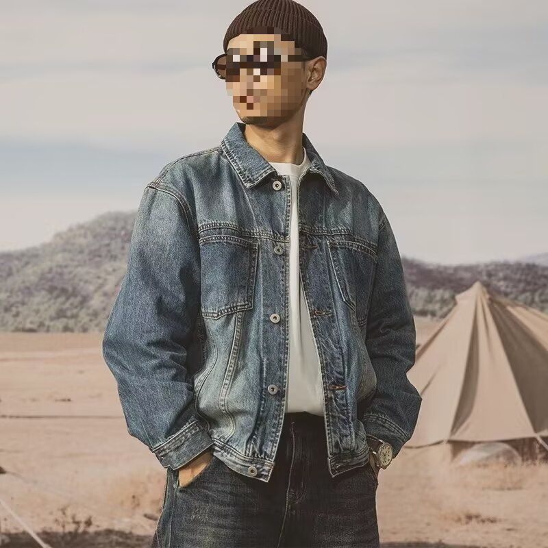 Retro High-end Denim Jacket For Men's Loose Casual Men's Denim Jacket_mkmklike.com