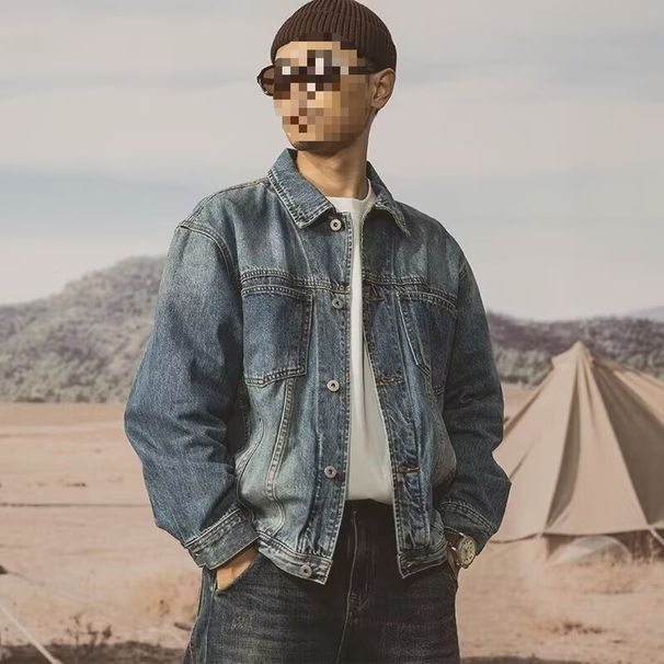 Retro High-end Denim Jacket For Men's Loose Casual Men's Denim Jacket_mkmklike.com