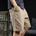 Men's Clothing Men's Vintage Khaki Casual Denim Shorts - Relaxed Fit Straight Leg Washed Distressed Mid-Length Summer Shorts_mkmklike.com