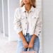 Women's Clothing Denim Jacket Long Sleeve Casual Slim Fit Spring Coat For Work & Daily Wear With Solid Color_mkmklike.com