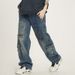 Men's Multi-pocket Cargo Jeans Loose Niche Straight Leg Wide Leg Retro Washed Jeans_mkmklike.com