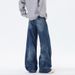 Vintage Washed Straight-Leg Jeans For Men – Relaxed Fit, Classic Blue Denim, Everyday Essential_mkmklike.com