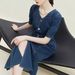 Fan Silan Denim Long Dress, Women's Summer New V-Neck Slim Fit Fishtail Dress_mkmklike.com