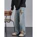 Vintage High Waist Flared Jeans Distressed Denim for Women And Men Retro Streetwear Style Light Blue S-3XL Trendy Classic Fit_mkmklike.com