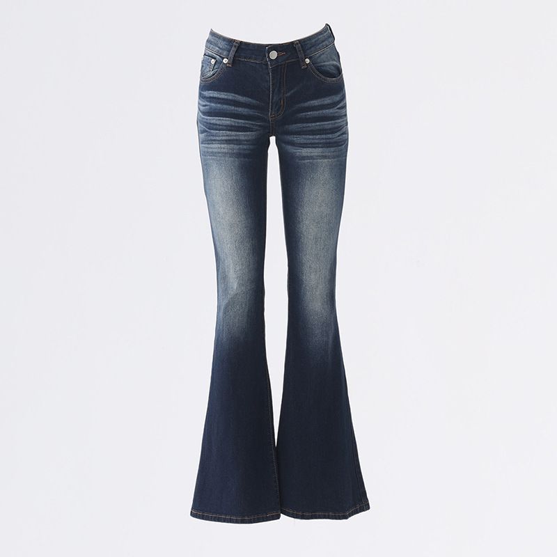 Women's Retro Low-Rise Flared Jeans - Stretch Slim Fit Bootcut Pants_mkmklike.com
