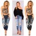 Women’s Clothing Summer High Elasticity Nine Points Ripped Women Small Feet Tight Butt Lifting Fashion Jeans_mkmklike.com