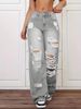K Ripped Jeans High Waisted Straight Leg Versatile Loose Denim Pants For Women_mkmklike.com
