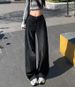 2025 Spring And Autumn New Style Blue-Grey Vintage Women's Jeans, Versatile Loose Wide-Leg Draped Floor-Length Pants In_mkmklike.com