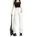 Narrow Straight-leg White Jeans For Women, 2026 Spring/summer, High-waisted, Petite-friendly, Slimming, Wide-leg,_mkmklike.com