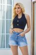 K Elastic Denim Shorts, Women's New Fashion, Tassel, Ripped Hole, Worn Jeans_mkmklike.com