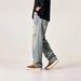 Men's Light Color Ripped Jeans Loose Straight Leg Mid Waist Cotton Wide Leg Pants Retro American High Street Trendy Brand_mkmklike.com