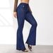 Women's Clothing Spring And Summer New Retro Stitching Jeans Women's Slim Fit Stretch Flared Pants_mkmklike.com