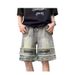 Denim Shorts Men's Summer Thin Trendy Brand Casual Loose Middle Pants American Retro Washed Sports Five-point Pants Trendy_mkmklike.com