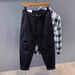 Men's Black Ripped Jeans High Street Style Loose Straight Leg Casual Distressed Denim Pants For Urban Streetwear_mkmklike.com
