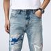 Men's Clothing Slim Fit Straight Leg Jeans Korean Style Embroidered Print Trendy Retro Washed American Pants_mkmklike.com