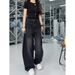 2026 New Plus Size Black Curved Cut Jeans Women, Slimming For Pear-Shaped Body, High-Waisted Wide-Leg Pants_mkmklike.com