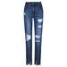 Women's Slim Fit Straight Leg Jeans - High Waist Ripped Denim Pants In Dark Blue, Black & Light Blue (S-XXL)_mkmklike.com