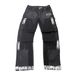 Men's Clothing Menswear Trendy Patchwork Distressed Washed Denim Cargo Pants With Hand Painted Finish And "hello" Lettering._mkmklike.com