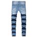 Men's Clothing Spring And Autumn Men's Casual Distressed Embroidered Slim Fit Jeans_mkmklike.com