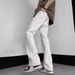 Men's White Flared Jeans – Trendy High-Street Fit, Slim Straight Leg Casual Denim Pants (S-XXXL)_mkmklike.com