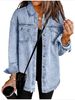 K New Loose-fitting Denim Shirt With Frayed Edges For Casual Wear_mkmklike.com