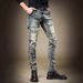 Slim-fit Elastic Jeans Men's Trendy Brand Retro Design Sense Thin Pants Men's Splicing Trousers_mkmklike.com