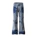 Vintage Patchwork Jeans – Distressed Washed Denim With Contrast Stitching (Men’s, Flared Hem, Lightweight Cotton)_mkmklike.com