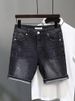 Men's Clothing Black Gray Denim Shorts Summer Style Scraped Slim Fitting High Street Trendy Five Point Pants_mkmklike.com
