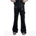 "Unisex Flared Cargo Pants With Lace-Up Detail & Ribbon Accents – Stylish Streetwear For Men & Women"_mkmklike.com