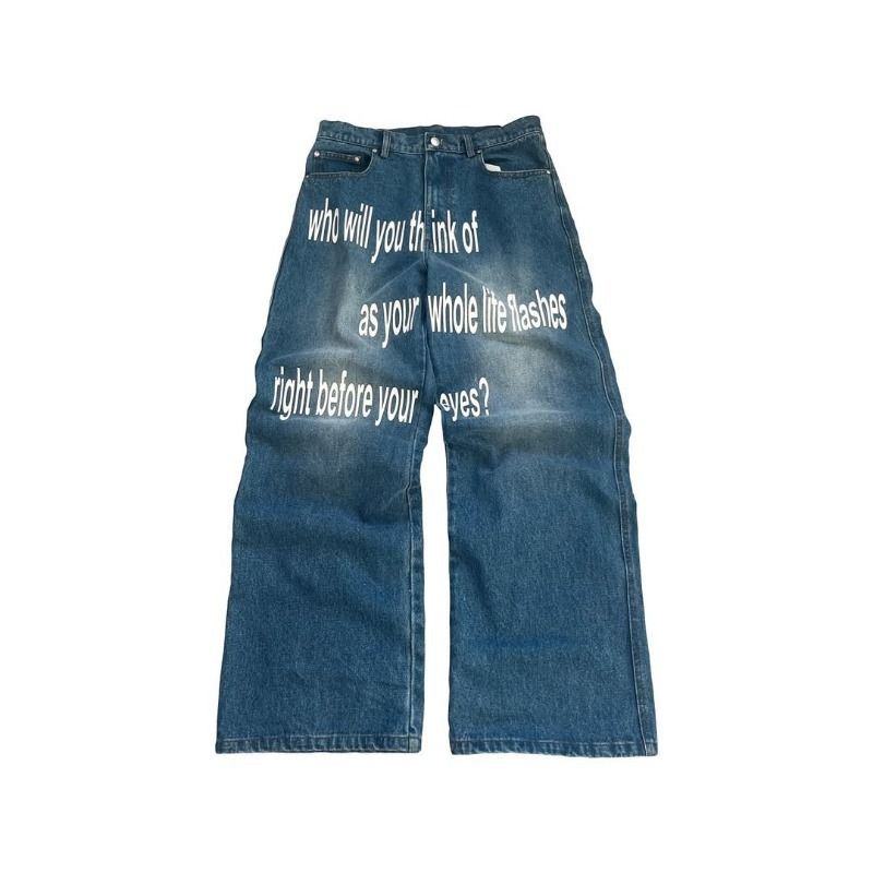 Harajuku Gothic Distressed Denim Pants – Vintage Streetwear Wide-Leg Jeans With Print & Washed Effect_mkmklike.com
