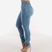 High Waist Stretchy Skinny Jeans For Women – Sexy Blue Washed Denim Pants, Tapered Leg, Streetwear Style_mkmklike.com