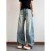 Men's Summer High Quality Ripped Straight Leg Jeans Loose Fitting Casual Retro Trendy Wide Leg Trousers_mkmklike.com