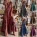 bohemian style new long dress, waist cinching floral print large swing dress_mkmklike.com