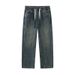 Men's Vintage Washed Straight-Leg Jeans – Relaxed Fit With Adjustable Drawstring Waist (M-XXXXL)_mkmklike.com