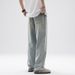 Men's Retro Light Washed Distressed Jeans Cleanfit Straight Leg Loose Wide Leg Pants Archer0603 American Style_mkmklike.com