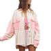 Women's Clothing Women's Casual Washed Denim Jacket Color Block Lapel Distressed Frayed Edges American Retro Style Spring Summer_mkmklike.com