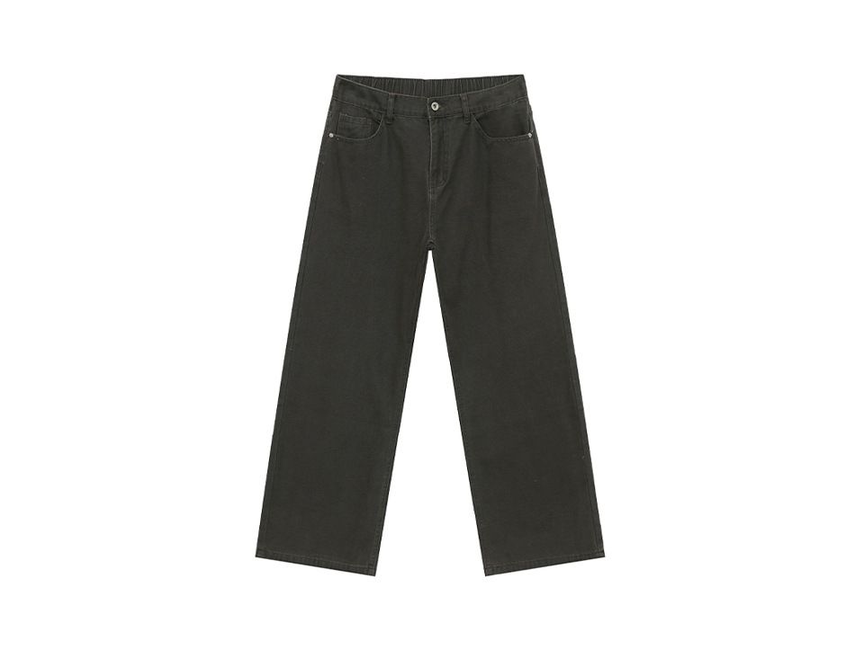 EF JEANS | 2025 Spring New Korean Version Vibe Style Simple Solid Color Washed Jeans Straight Casual Pants_mkmklike.com
