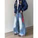 Men's Clothing Retro Washed Distressed Jeans Vintage Washed Straight-Leg Jeans - Oversized High Street Denim Pants For Men & Women (Blue)_mkmklike.com