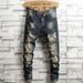 Men's Vintage Washed Jeans – Slim Straight Fit Distressed Denim Pants With Artisan Bleaching & Ripped Details_mkmklike.com