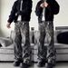 Retro Camo- Unisex Loose Fit Cargo Pants For Men & Women, Straight-Leg Cleanfit Style, Lightweight & Breathable For All Seasons_mkmklike.com