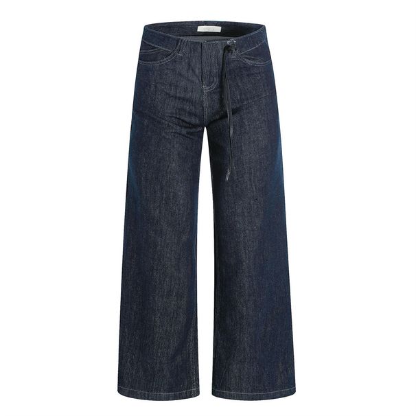 Loose Wide-Leg Denim American High Street Waist Design Pocket Solid Color Casual Straight Pants Versatile Men's Wear_mkmklike.com