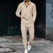 Men's Clothing texture suit long-sleeved polo suit sports pants fashion casual half zipper stand collar suit_mkmklike.com