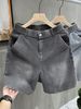 Men's Clothing Light Blue Washed Style Denim Shorts For Men With All Over Jacquard Print Distressed Finish Trendy Versatile Five Inch Summer Shorts_mkmklike.com