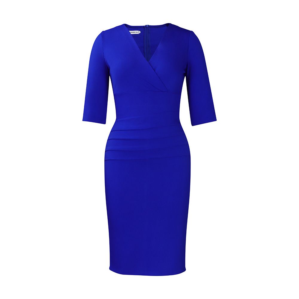 Women's Clothing women's V neck temperament hip hugging Tongle dress_mkmklike.com