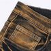 Men's Jeans Can Be Worn In All Seasons, Elastic Small Leg Jeans, Men's Heavy-duty Washed Nostalgic Pants Look Slim, Yellow Brown Slim Fit Pants_mkmklike.com