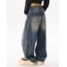 Men's Clothing American Vintage Washed Straight-Leg Jeans – Distressed Denim With Faded Whiskers (Men’s Relaxed Fit, Wide-Leg, No-Stretch)_mkmklike.com